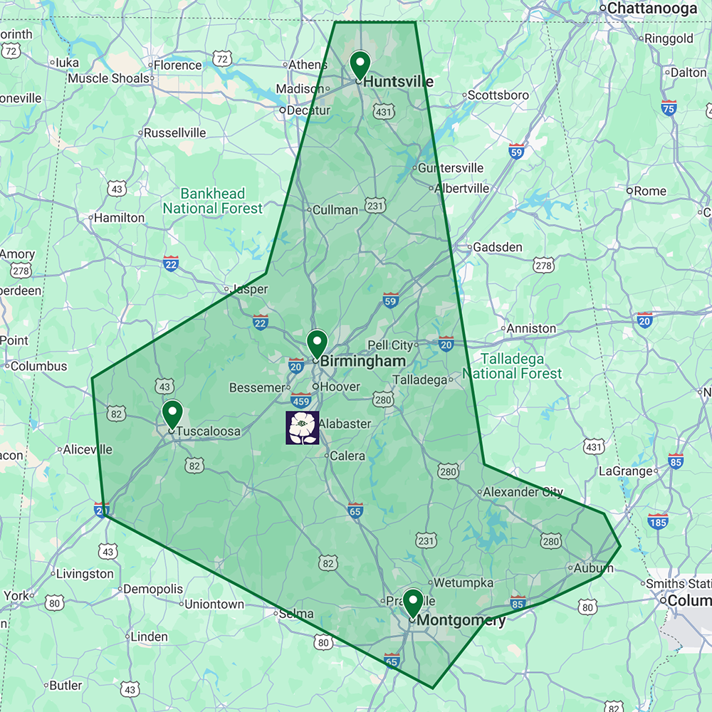 Locations to which Barton's will deliver.